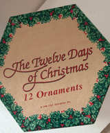 Vintage Twelve Days of Christmas Ornament Set 12pc + Box Paper Mache Balls - Image 1