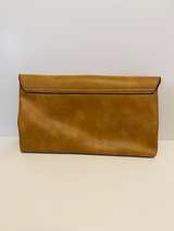 Mustard Yellow Faux Leather Clutch with Wooden Ring Accent - Image 2