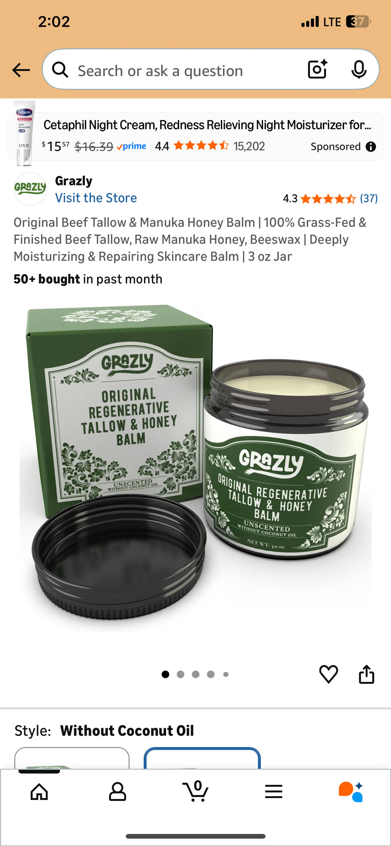 Grazly Original Regenerative Tallow & Honey Balm (Unscented)