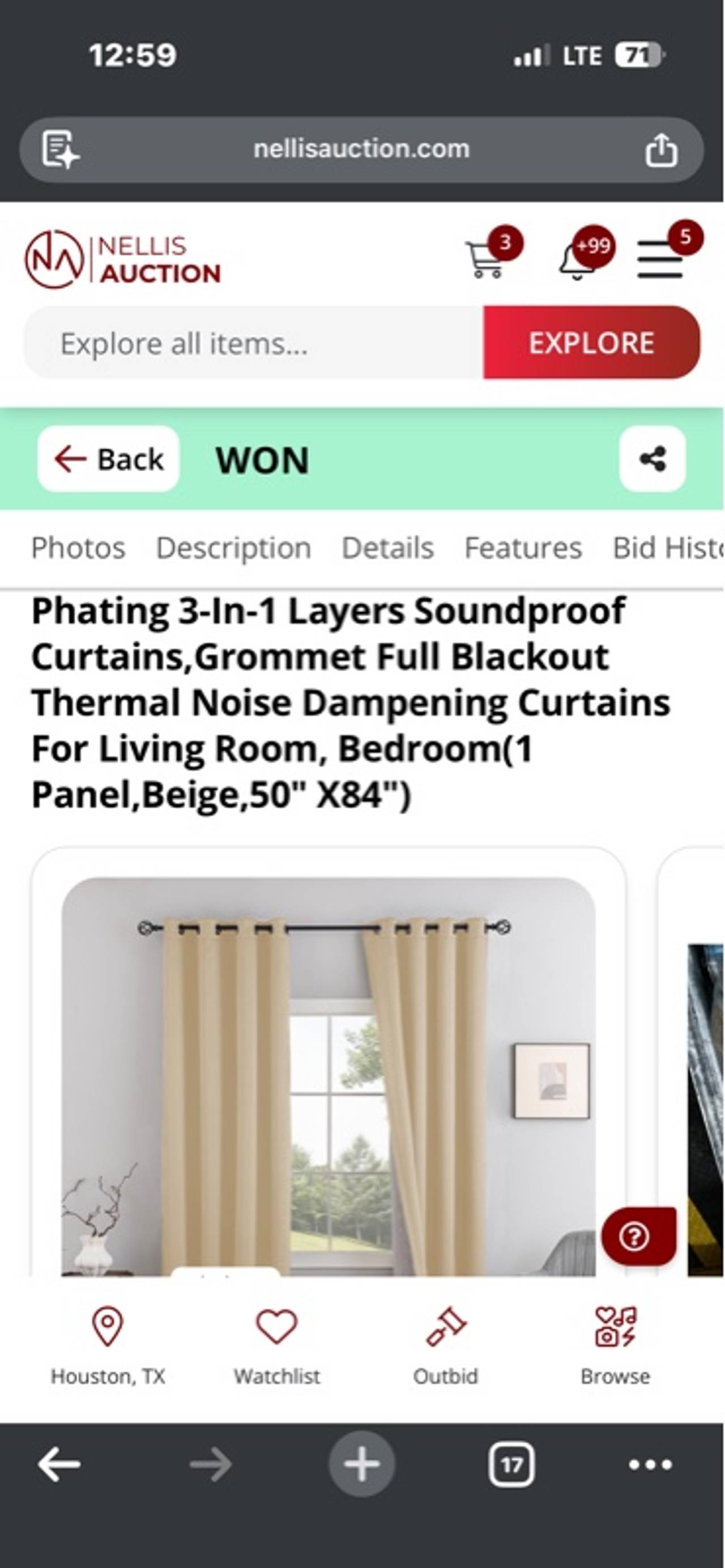 NICETOWN Blackout Curtain Panels Biscotti Beige 68"x42"