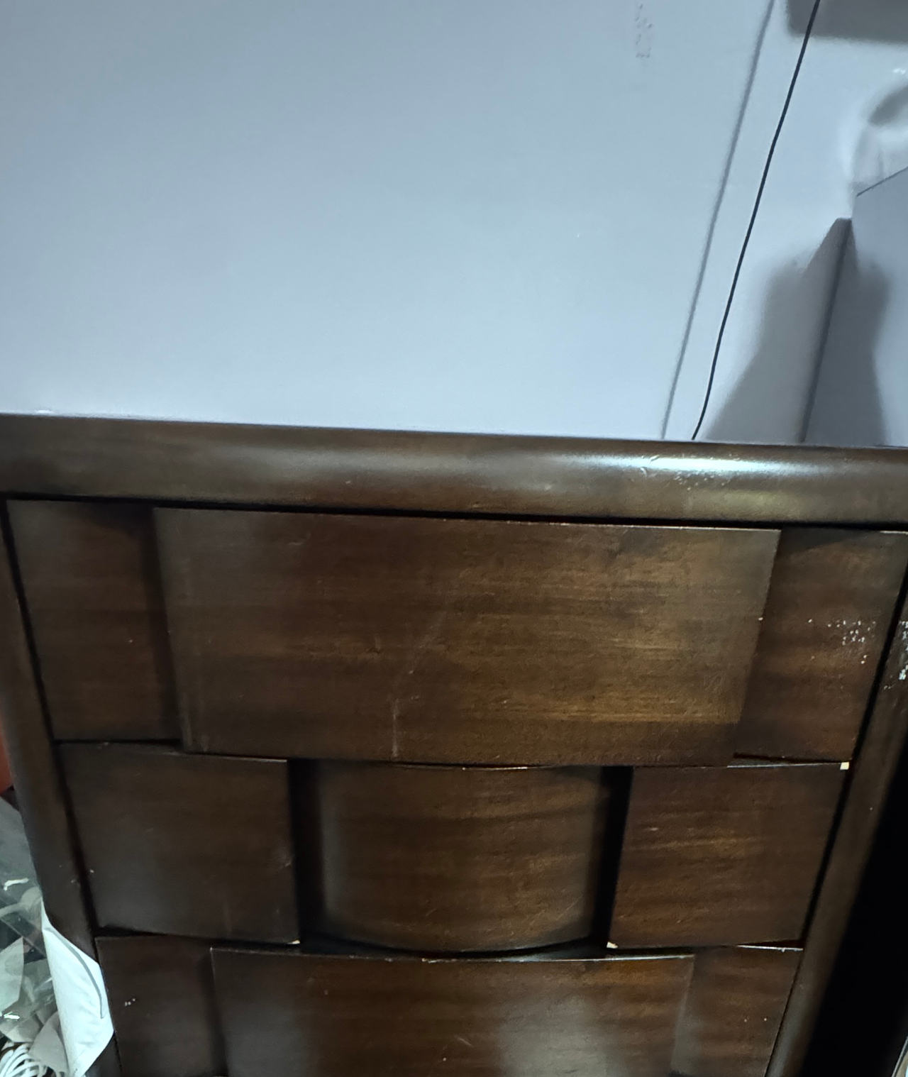 Dark Wood Basketweave Nightstand
