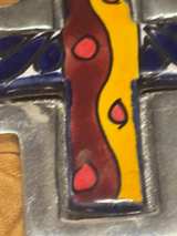 Talavera Hand-Painted Cross Small Silver Metal Frame - Image 3