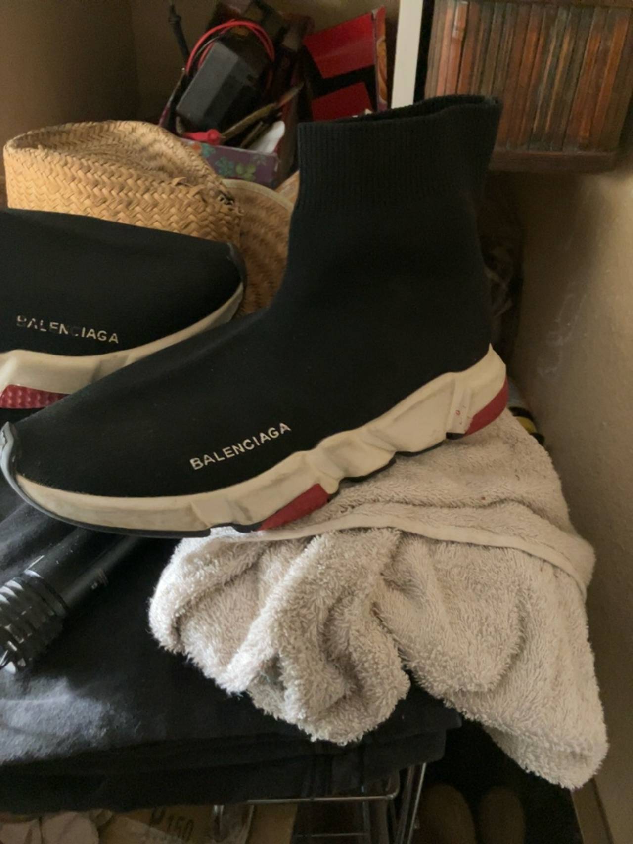 Balenciaga Speed Trainer Black Knit High Top Sneakers