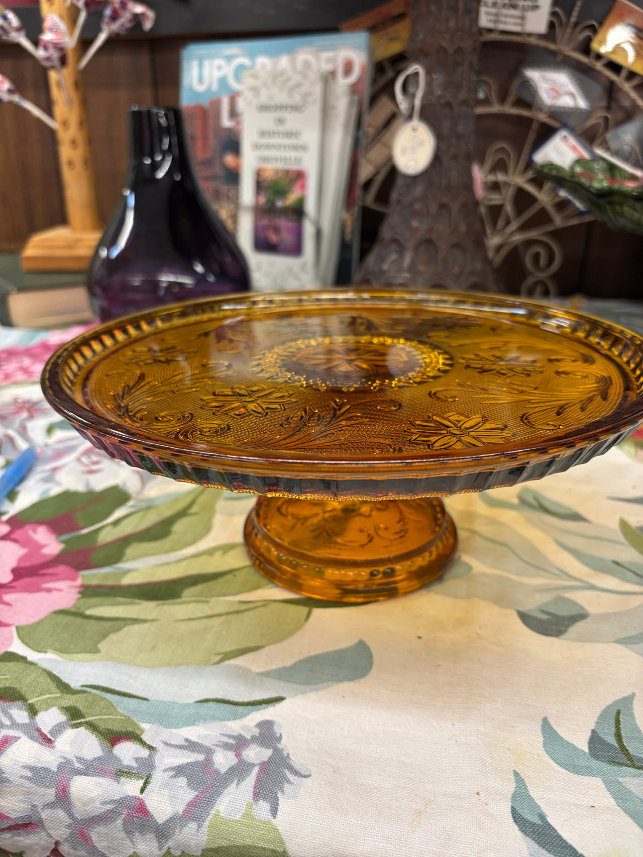 Amber Glass Cake Stand
