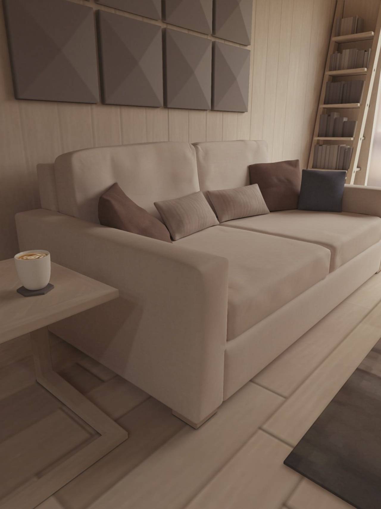 Modern Beige Fabric Sofa