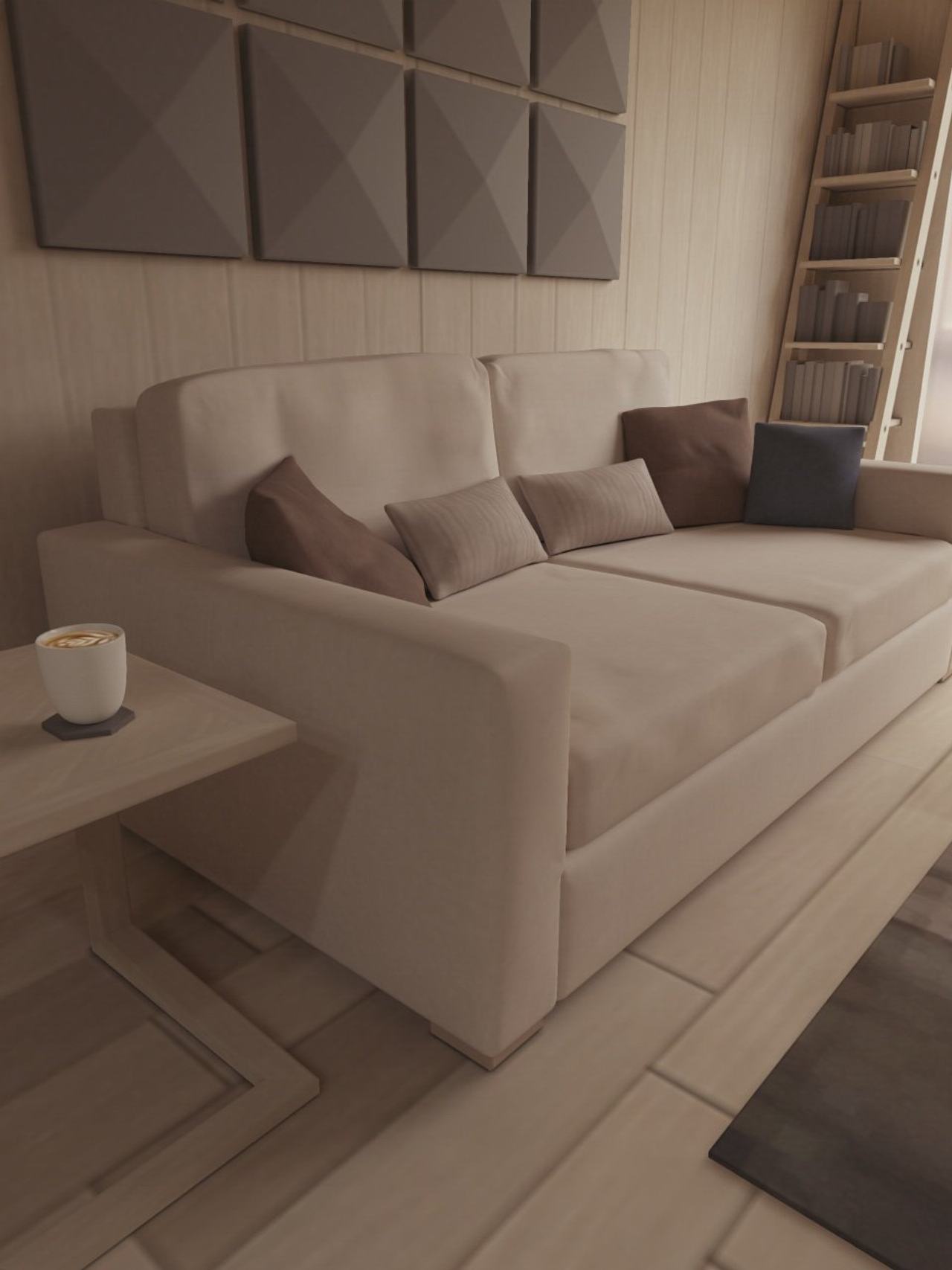 Modern Beige Fabric Sofa