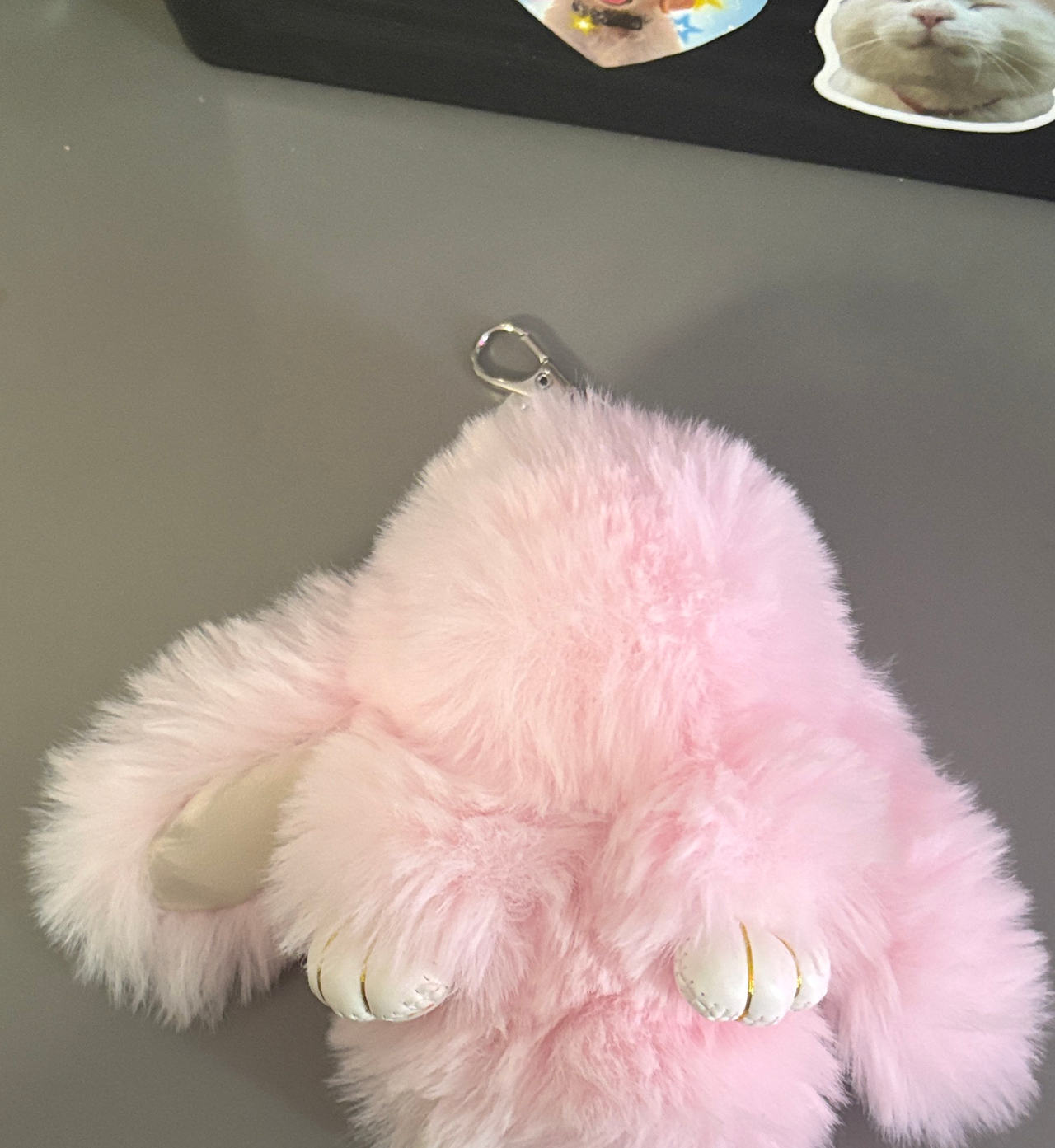 Fluffy Pink Bunny Keychain