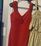 Ribbed Tie-Front Ruffle Strap Dress - Image 1