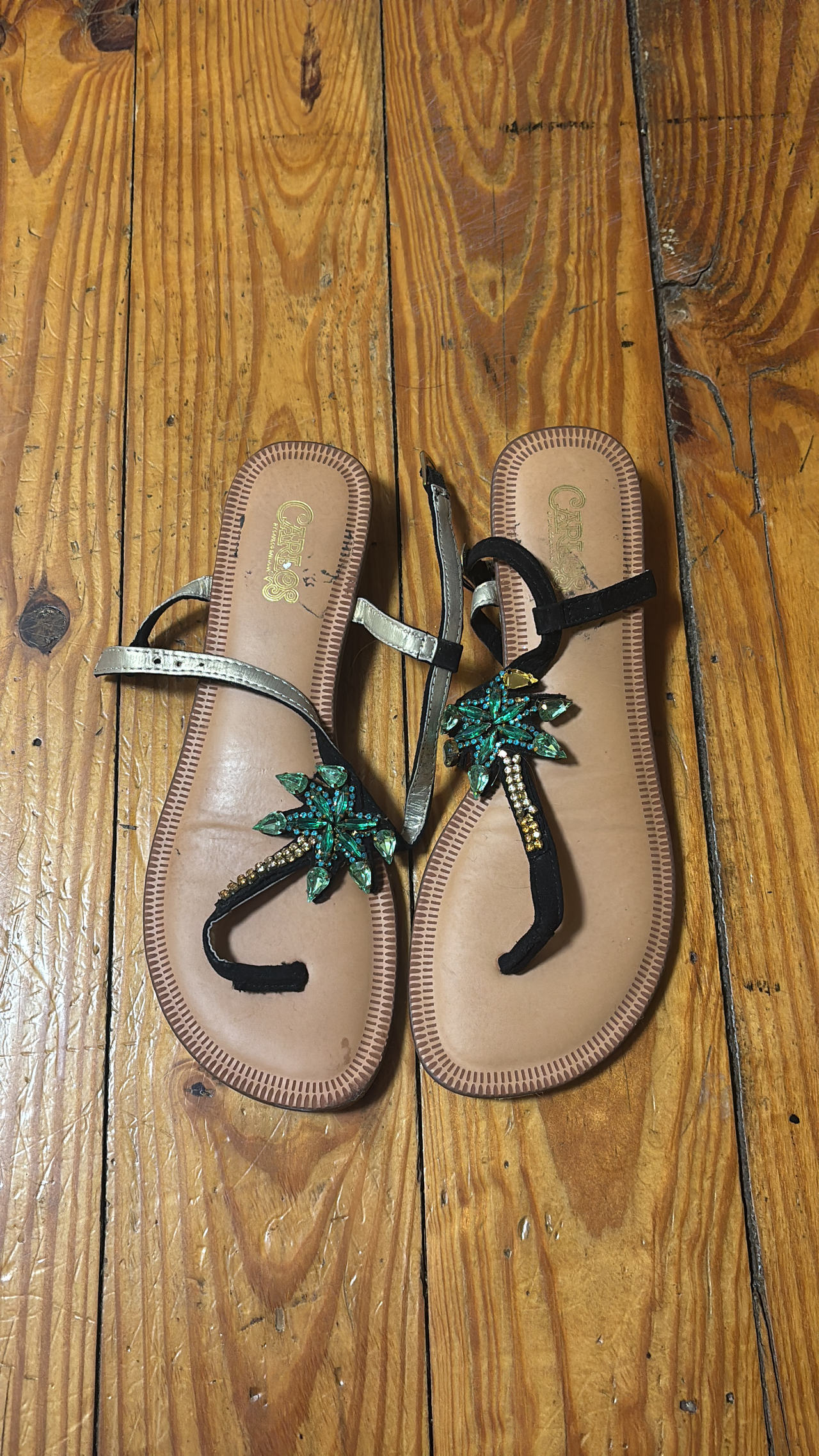 Carlos Palm Tree Rhinestone Sandals size 7