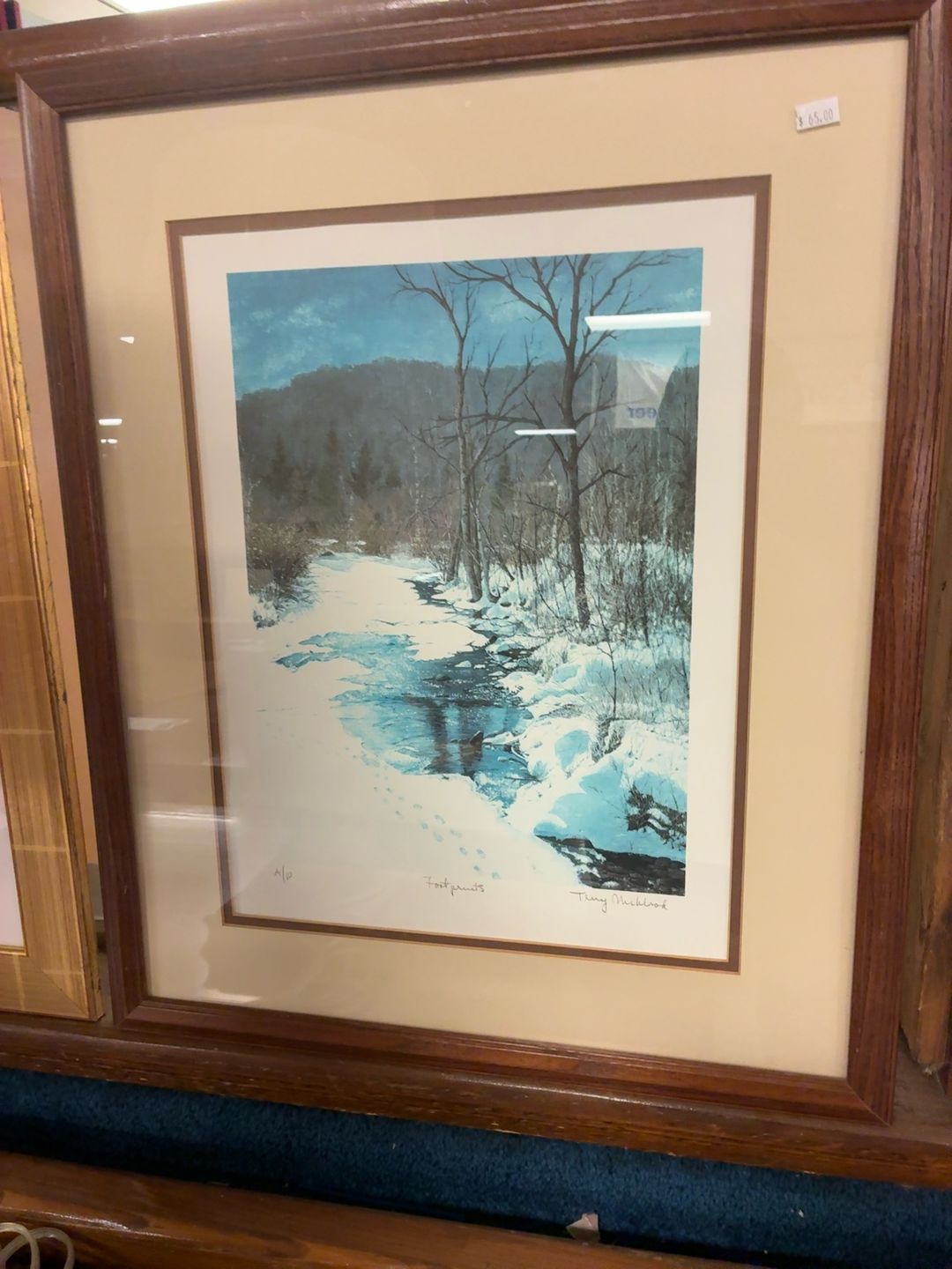 Michael Davidoff Footbridge in the Snow Watercolor Print
