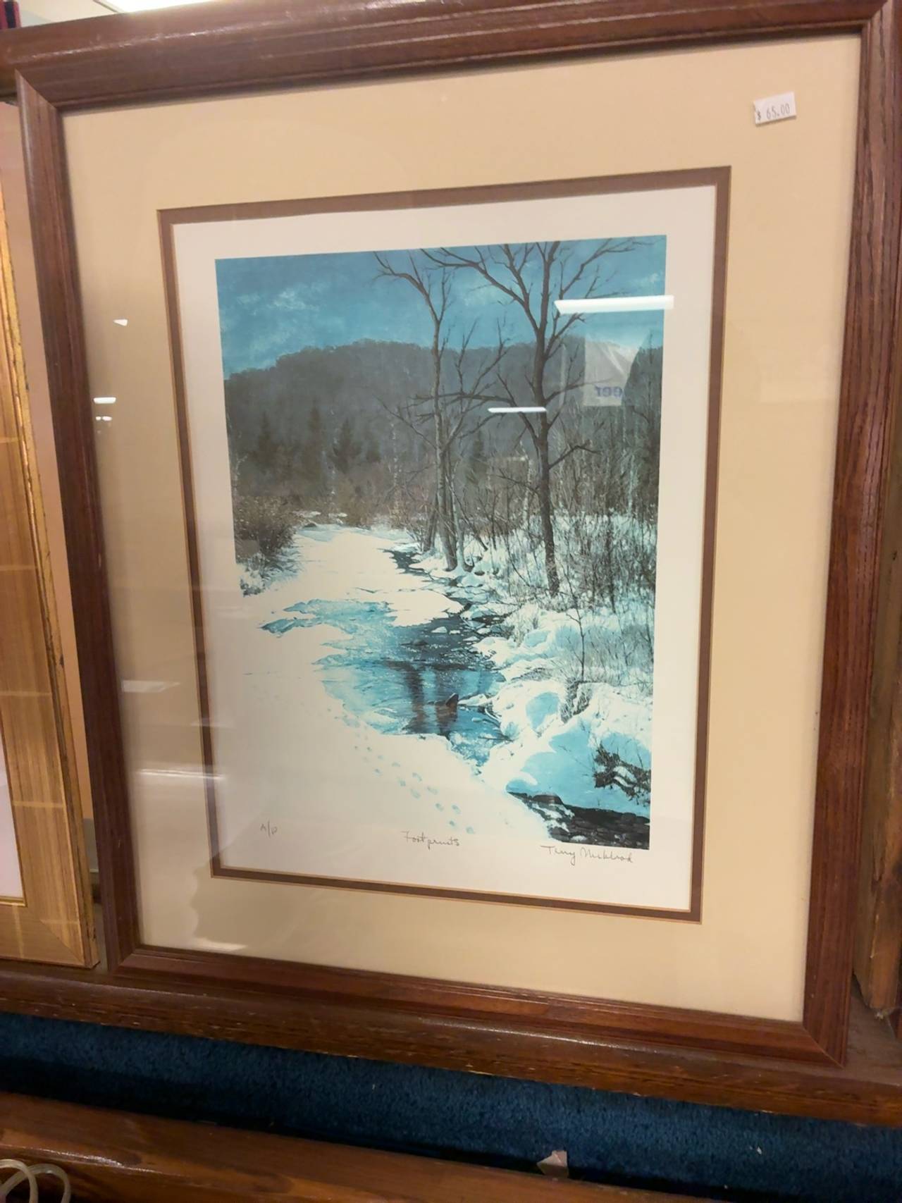 Michael Davidoff Footbridge in the Snow Watercolor Print