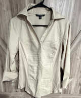 Zac & Rachel Small Pintuck Pleat Button Down Shirt Beige - Image 1