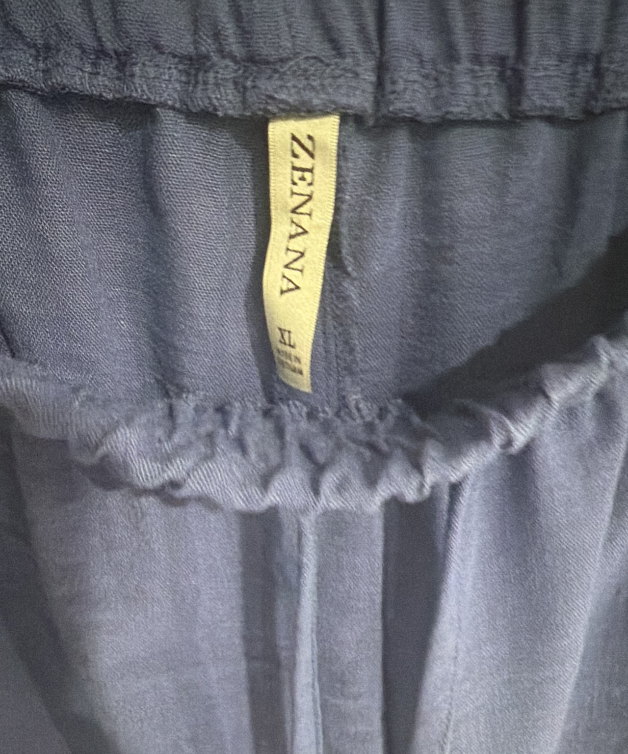 Zenana Linen Blend Elastic Waist Pants size XL Designer Boho
