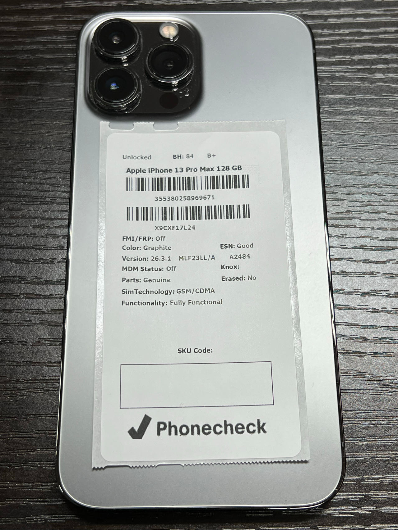 Apple iPhone 13 Pro Max 128GB Graphite unlocked 84% battery health