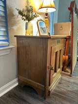 White Clad Oak Icebox Side Table - Image 6