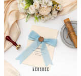 Light Blue Handmade Chiffon Ribbon, 4 Rolls Frayed Fringe Silk Ribbons  - Image 2