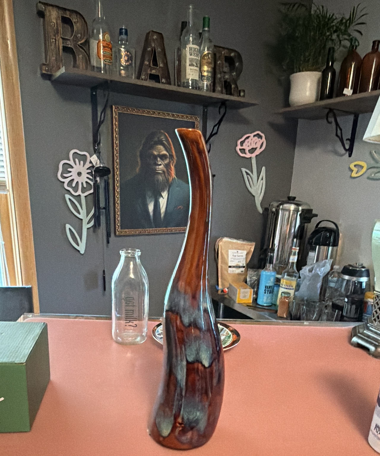 Blue Mountain Pottery Tall Curved Vase
