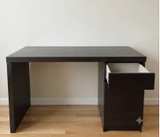 IKEA MALM Desk with Drawer & Cabinet Black Office Computer - Image 1