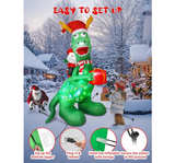 8ft Christmas Inflatables Dinosaur Outdoor Decorations with Bright LED - Image 6