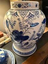 Blue and White Koi Fish Porcelain Ginger Jar with Lid - Image 7