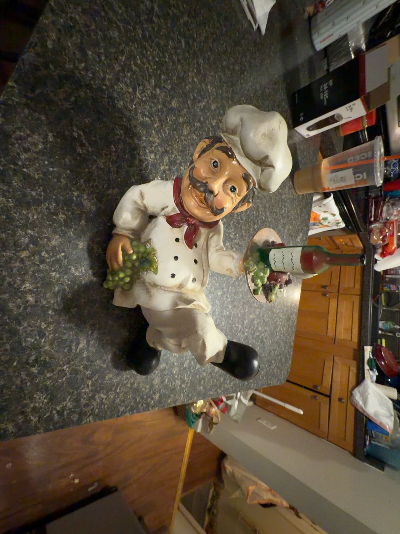 Ebros Large Professional Chef Fabio Wine Bottle Holder Figurine