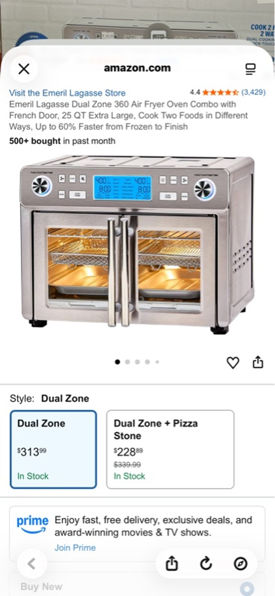 Emeril Lagasse Dual Zone 360 Air Fryer Oven Combo Stainless Steel