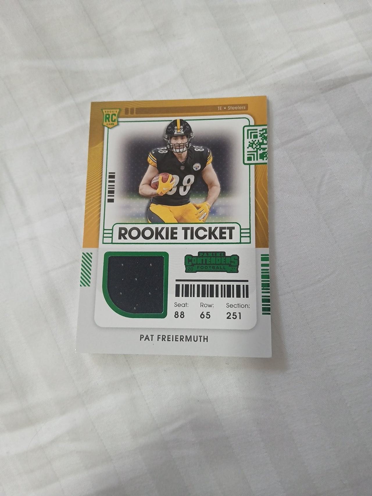 2021 Panini Contenders Pat Freiermuth Rookie Ticket Jersey Card