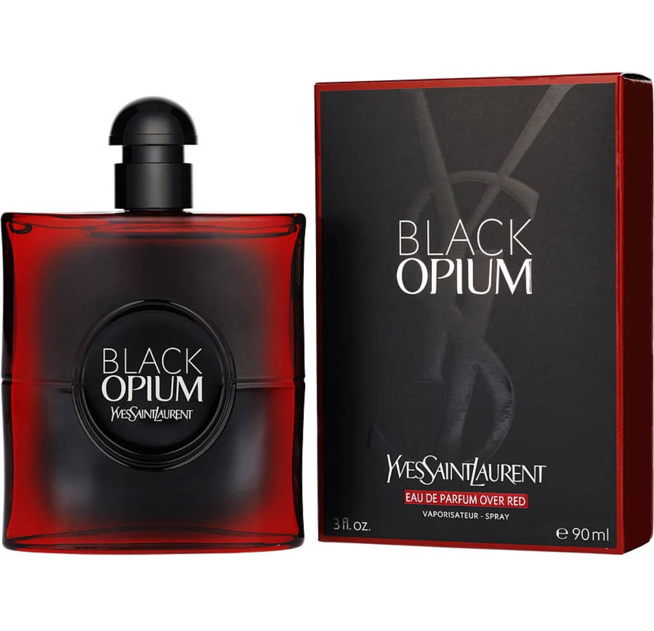Yves Saint Laurent Black Opium Eau de Parfum Over Red