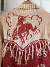 NWT IDYLLWIND MIRANDA LAMBERT Size L CARDIGAN Wrap FRINGE Bronco Rust/Tan - Image 6