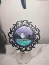 Hand Painted Moon Landscape in Ornate Glitter Frame - Image 1