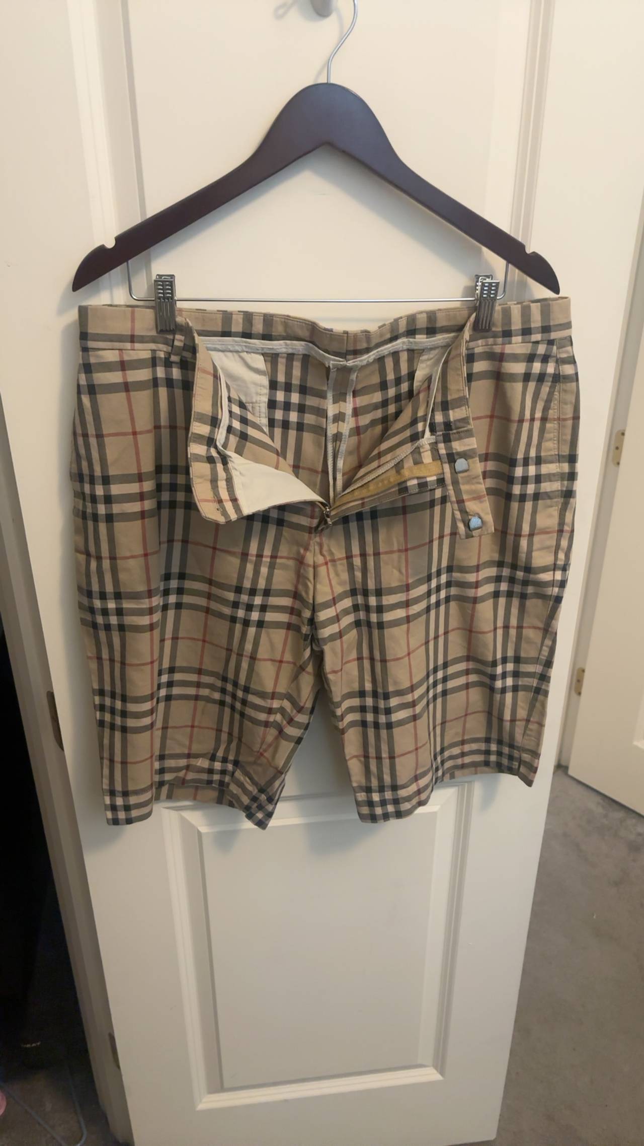 Burberry Check Cotton Shorts Sand Beige Size 32