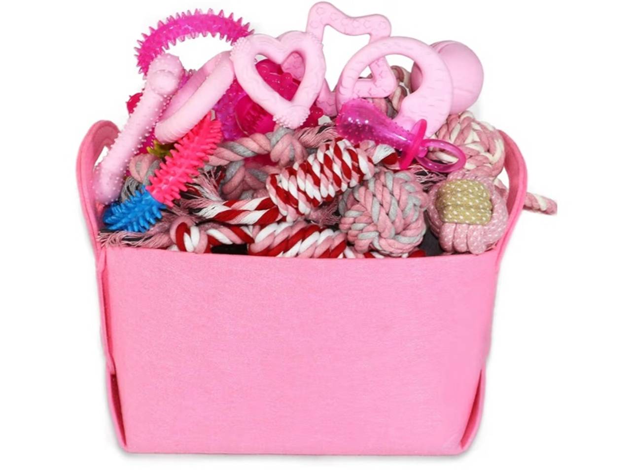 Puppy Toys Set - 20 Pack Pink Dog Chew Toys for Teething Small Breeds - Tough