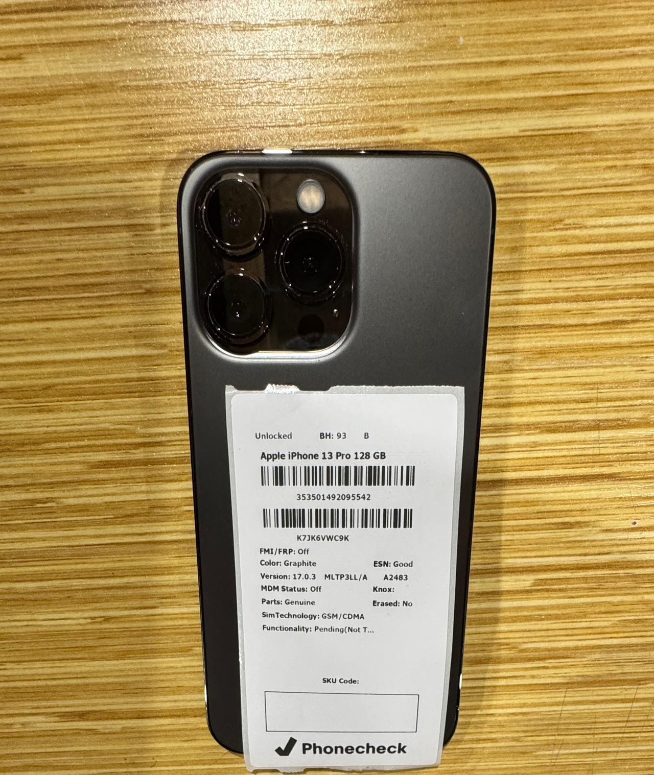Apple iPhone 13 Pro 128GB Graphite Unlocked with 93% Battery