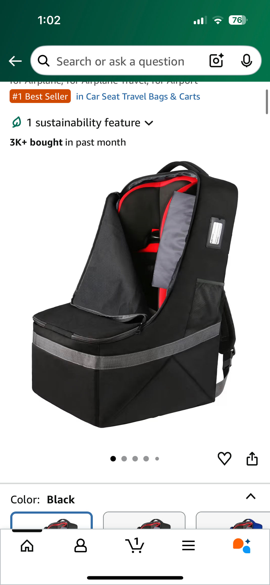 YOREPEK Black Car Seat Travel Bag Backpack Car Seat Bags Carseat Cover Car