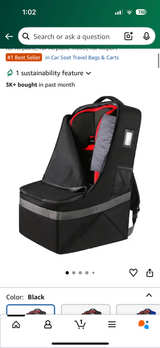 YOREPEK Black Car Seat Travel Bag Backpack Car Seat Bags Carseat Cover Car - Image 1