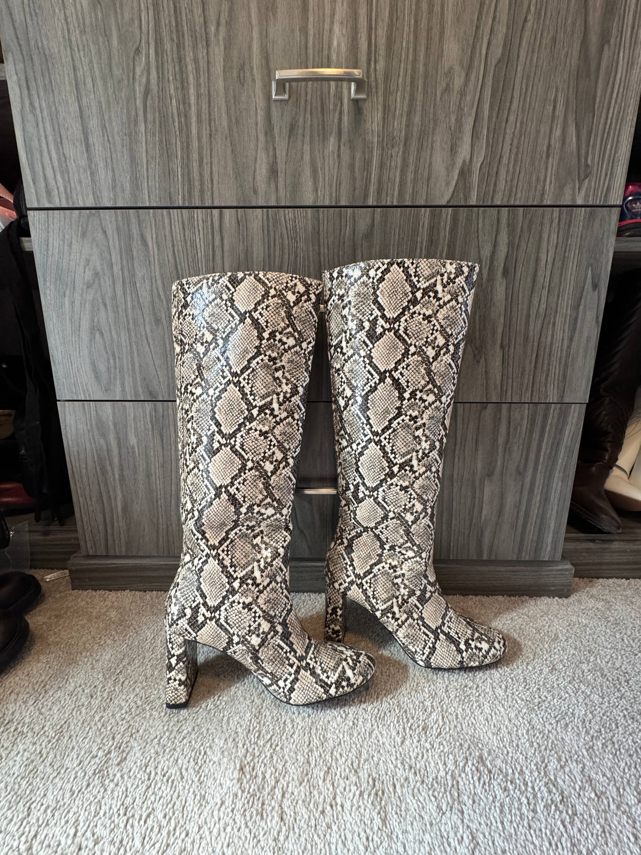 Snakeskin Knee-High Boots