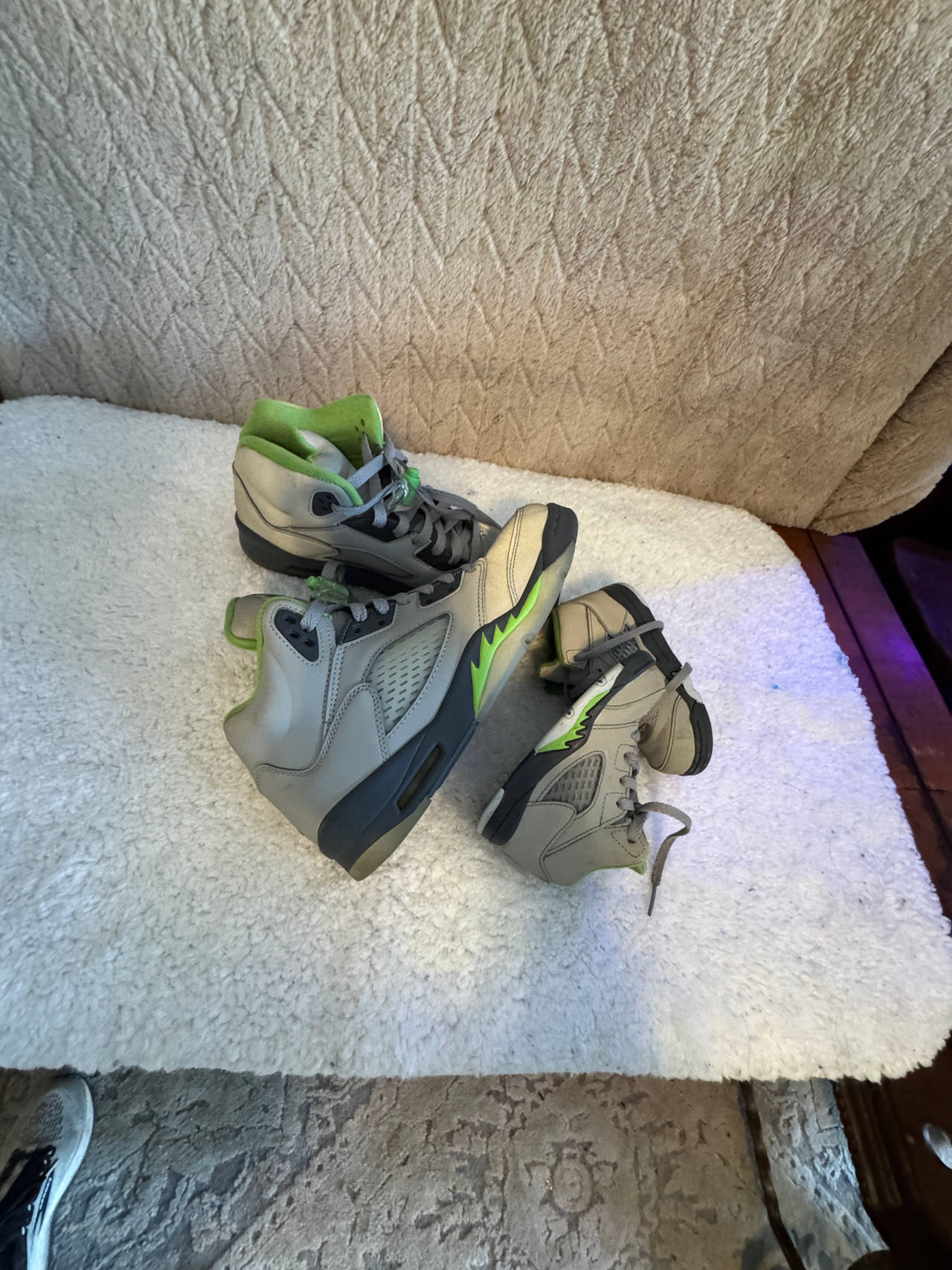 2 Pair Air Jordan 5 Retro Green Bean 7y & 7c