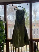 La Perle Olive Green Strapless Beaded Taffeta Evening Gown - Image 4