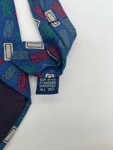 Vintage Michael Jacobs Collection Hand Sewn Silk Tie Blue Graphic Pattern - Image 4