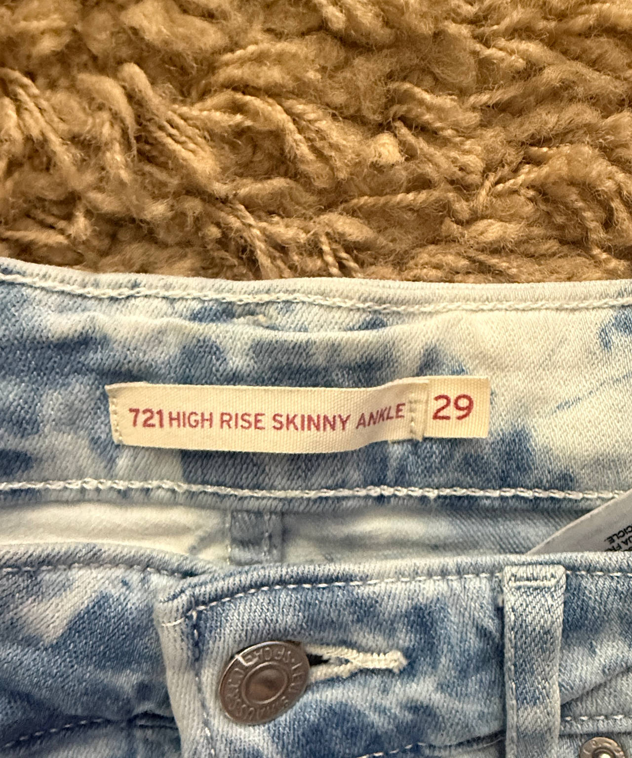 Levi's 721 High Rise Skinny Ankle Jeans Acid Wash Size 29