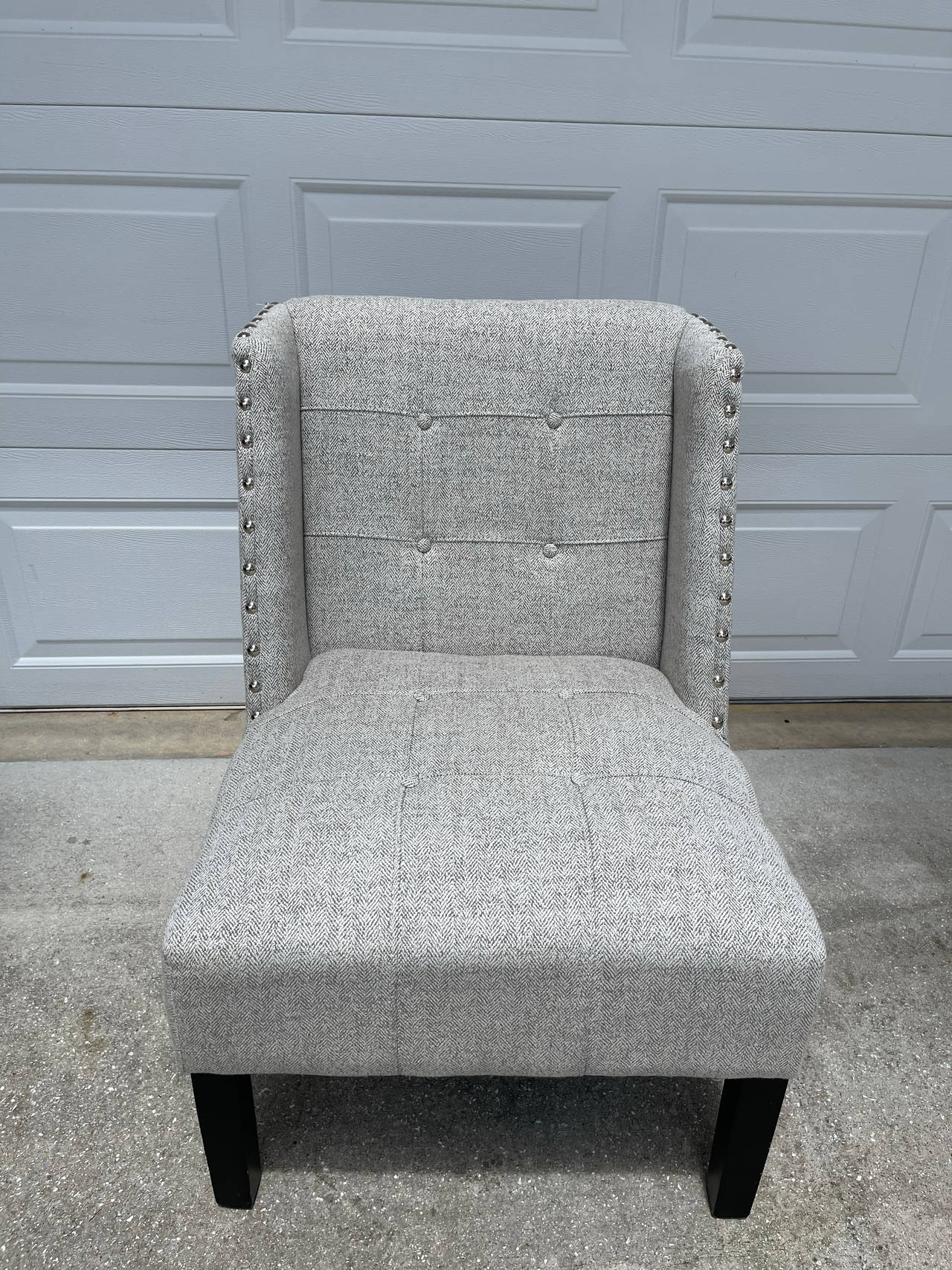 Tufted Wingback Accent Chair with Nailhead Trim