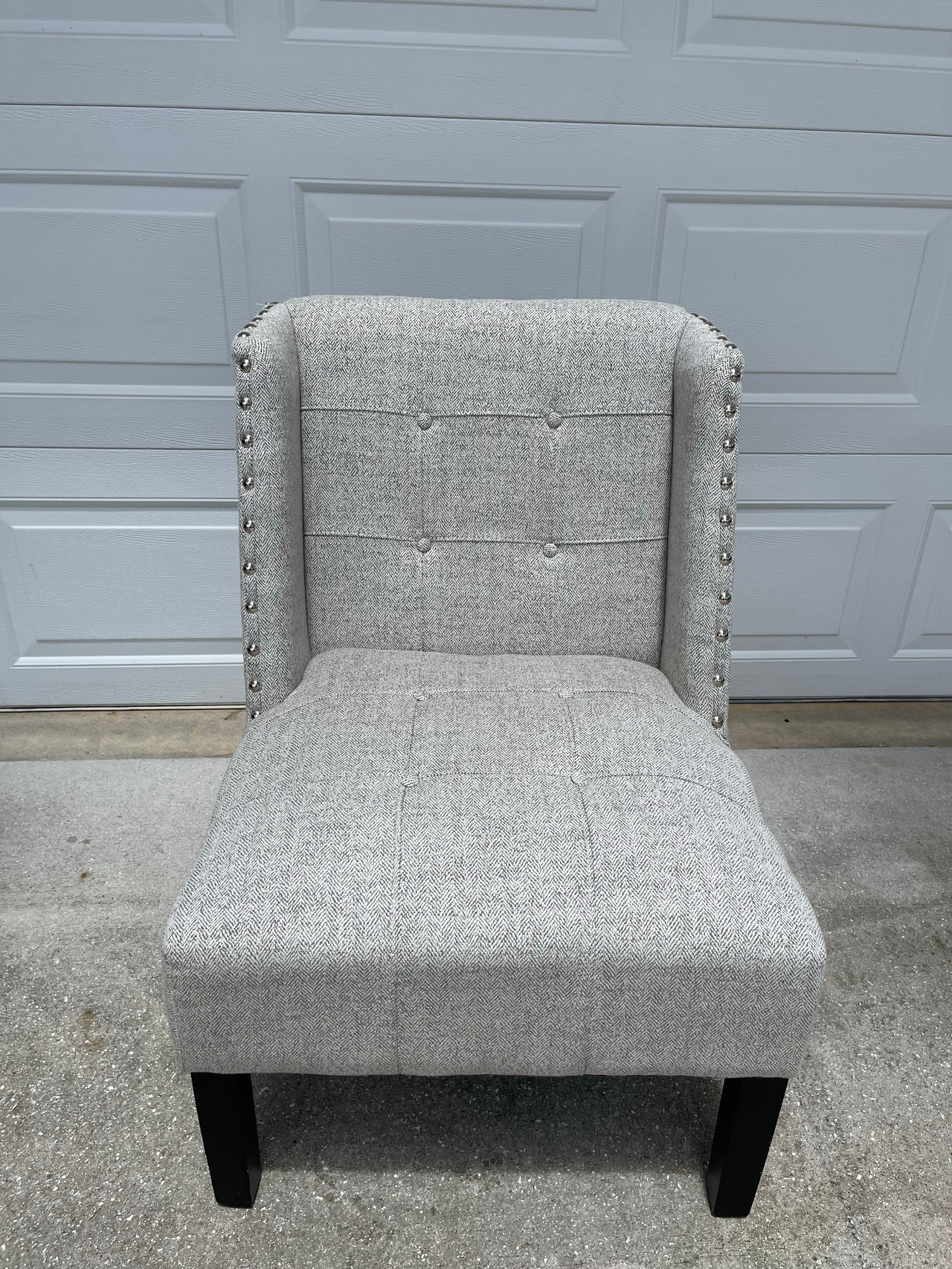 Tufted Wingback Accent Chair with Nailhead Trim