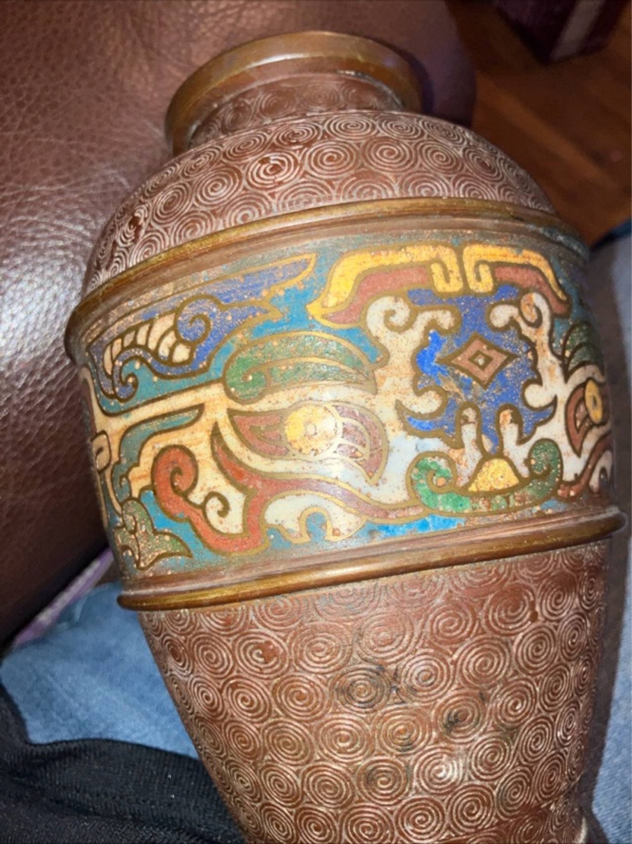 Japanese Antique Cloisonné Bronze Table Lamp