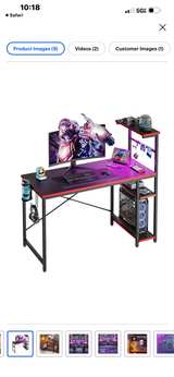 Bestier 44 inch Gaming Desk Black and Red Carbon Fiber Unopened Box - Image 1