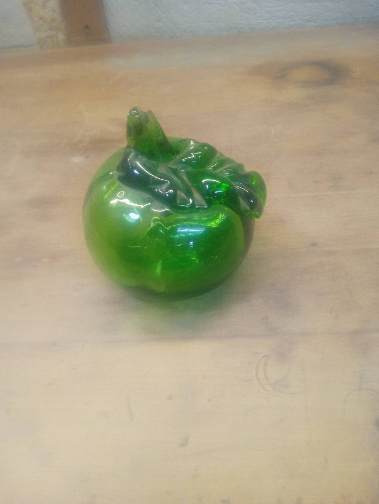 Viking Glass Green Apple Paperweight