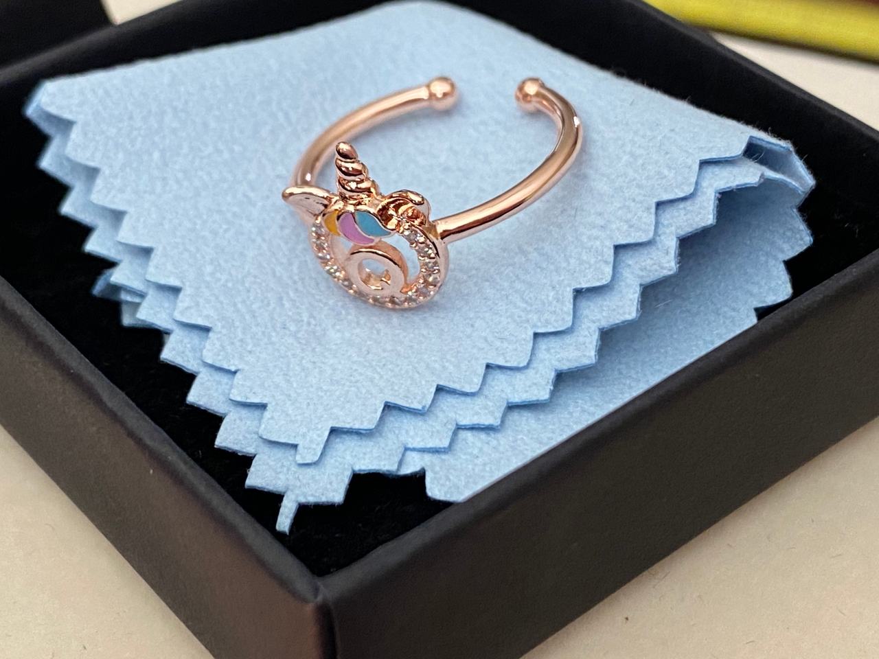 Adjustable Rose Gold Unicorn Moon Ring
