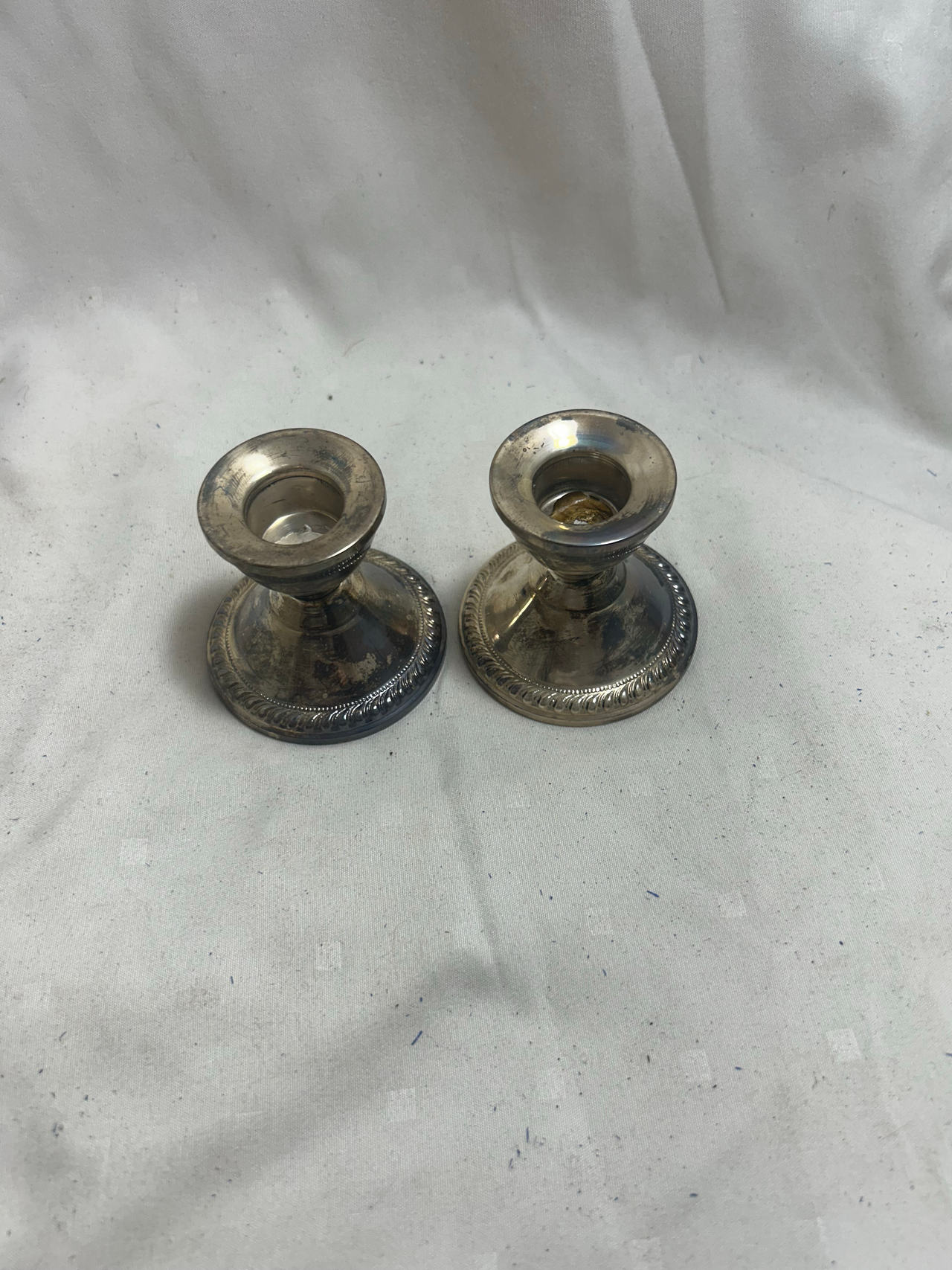 Vintage Silver Plated Low Candlestick Holders