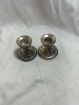 Vintage Silver Plated Low Candlestick Holders - Image 1