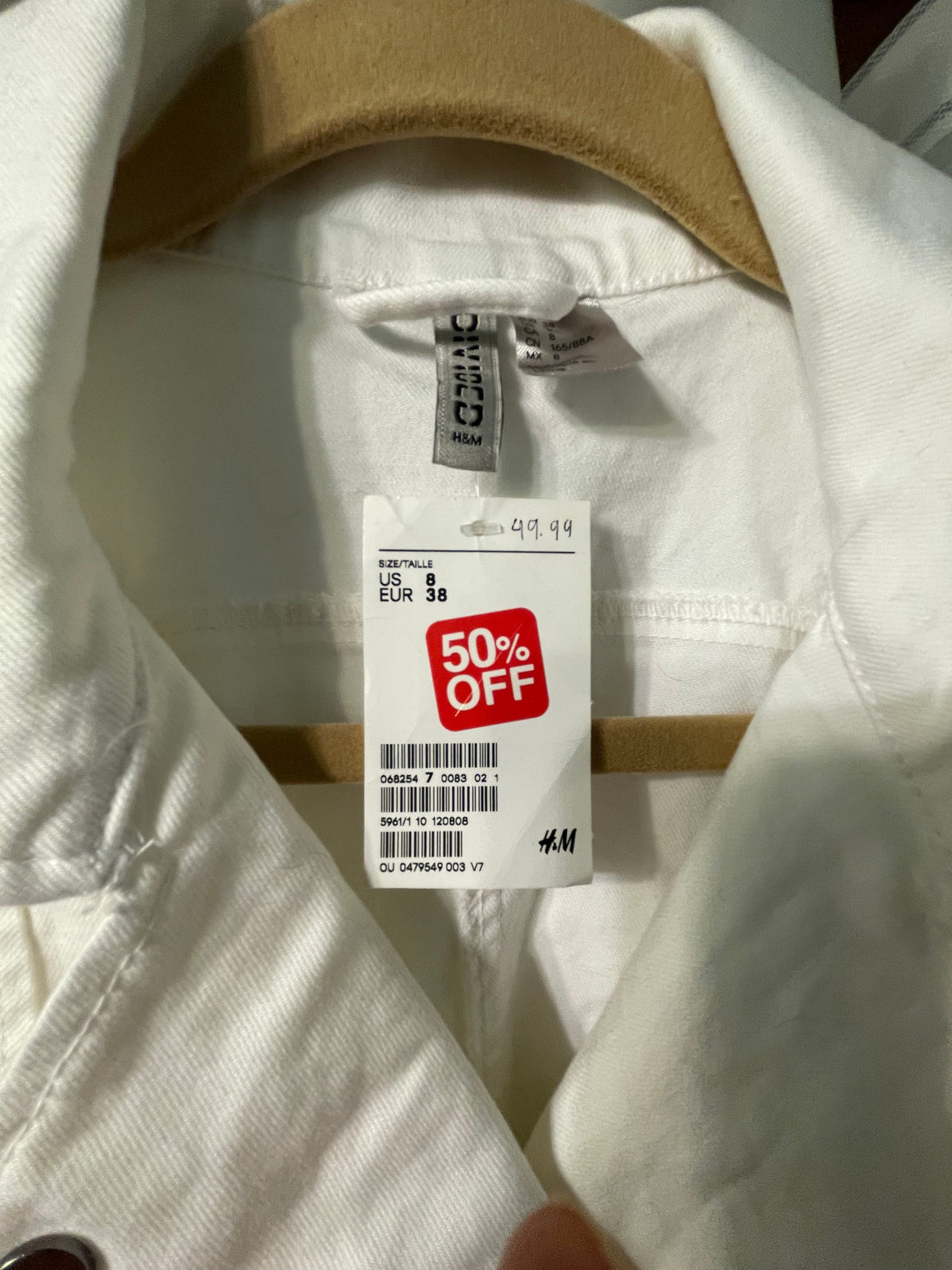 H&M Women's White Denim Jacket