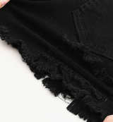 THUNDER STAR Women Mid Rise Ripped Stretchy Jeans Shorts Frayed Raw Hem Casual - Image 4